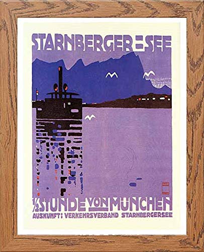 Vintage Poster Starnberger See in Wood frame, premium wall art print