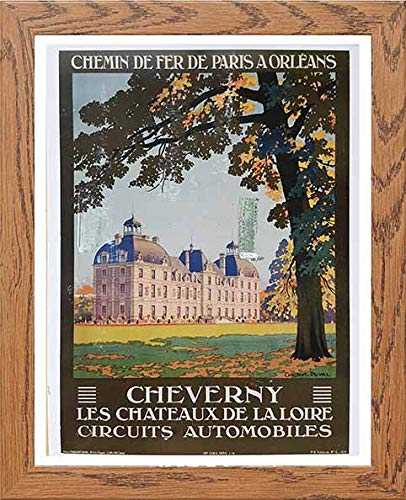 Vintage Poster France Cheverny in Wood frame, premium wall art print