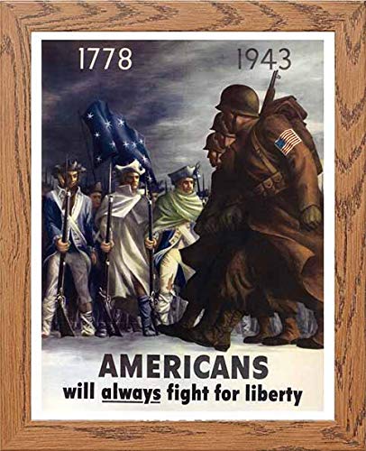 Vintage Poster Americans Fight in Wood frame, premium wall art print