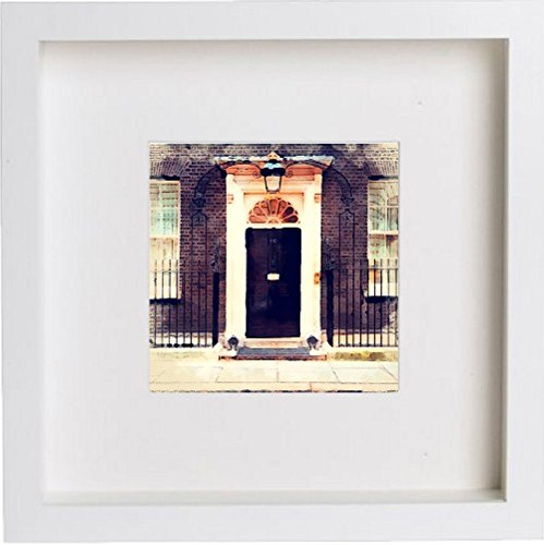London 10 Downing Street 101 in White frame, premium wall art print