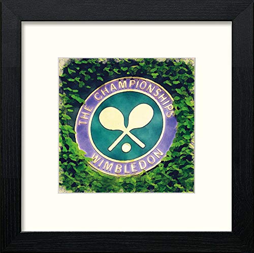 Tennis Wimbledon Crest in Black Wood frame, premium wall art print