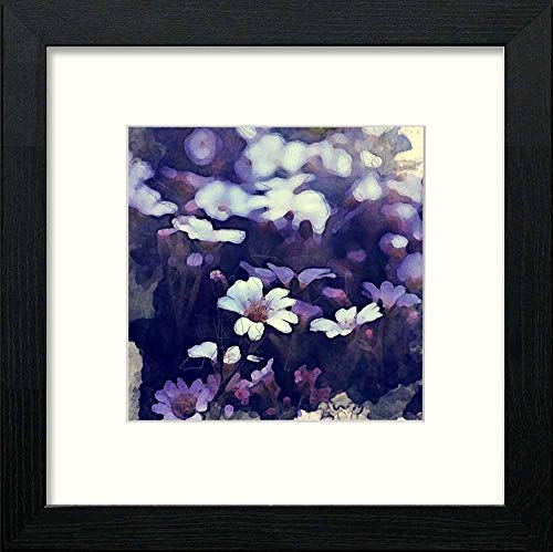 Vintage Garden Daisies in Black Wood frame, premium wall art print