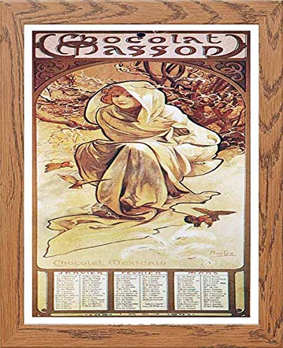 Vintage Poster Alphonse Mucha Chocolat Massonchocolat Mexicain Winter 1896 in Wood frame, premium wall art print