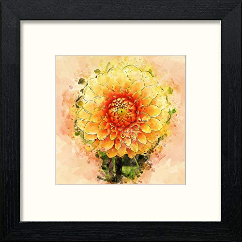 Yellow Flower in Black Wood frame, premium wall art print