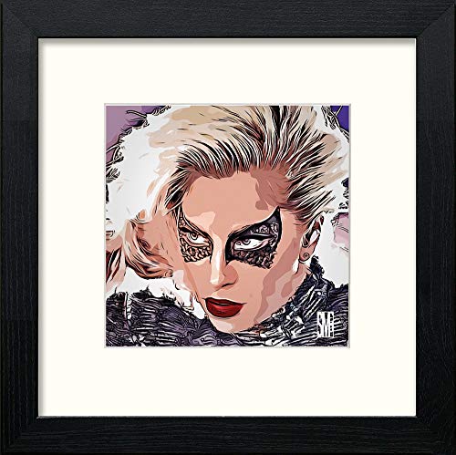Lady Gaga in Black Wood frame, premium wall art print