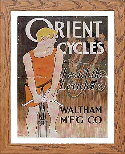 Vintage Poster Orient Cycles in Wood frame, premium wall art print