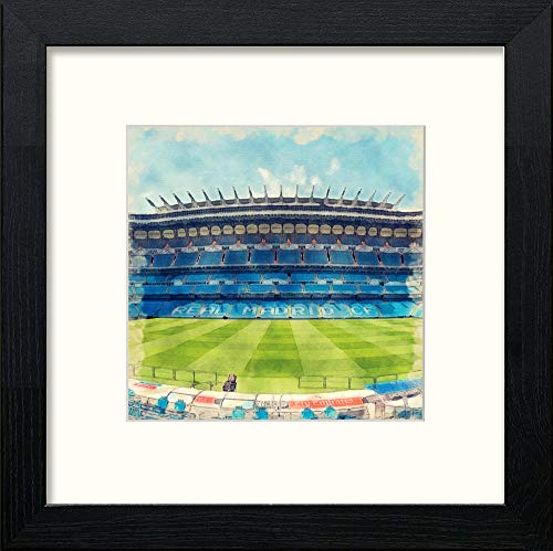 Bernabeu Real Madrid Stadium in Black Wood frame, premium wall art print