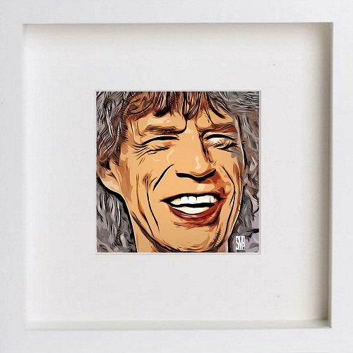 Mick Jagger 145 in White frame, premium wall art print