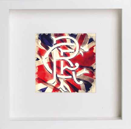 Glasgow Rangers Football Club Scroll Artwork 0060 in White frame, premium wall art print