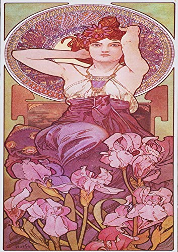 L Lumartos Vintage Poster Alphonse Mucha L Amethysteamethyst 1900 Purple Flowers