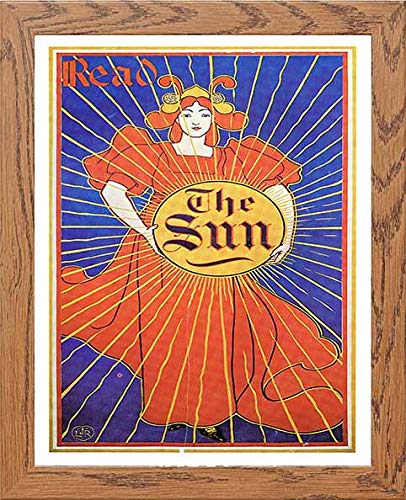 Vintage Poster Read The Suna in Wood frame, premium wall art print