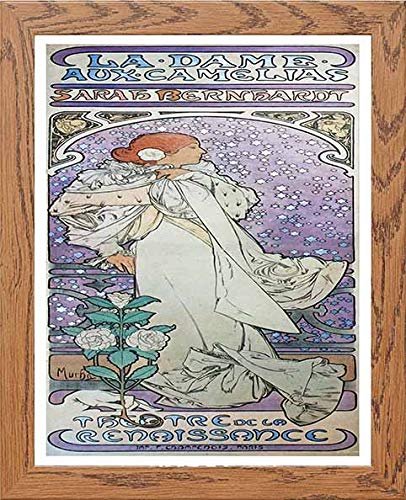 Vintage Poster Alphonse Mucha La Dame Aux Camelias 1896 in Wood frame, premium wall art print
