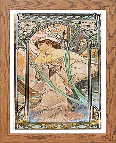 Vintage Poster Alphonse Mucha Reverie Du Soirevening Reverie 1899 in Wood frame, premium wall art print