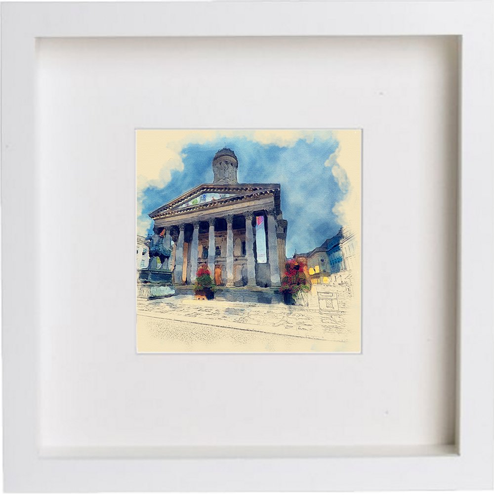 Royal Exchange Square Glasgow, Scotland 182 in White frame, premium wall art print