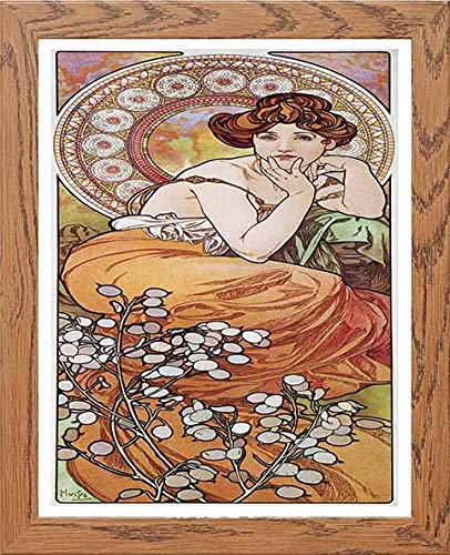 Vintage Poster Alphonse Mucha La Topazetopaz 1900 in Wood frame, premium wall art print