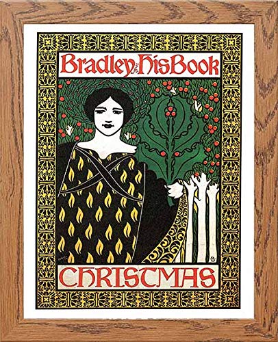 Vintage Poster Bradley His Book Christmas in Wood frame, premium wall art print