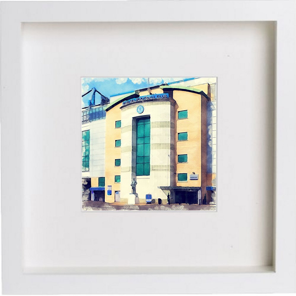 Chelsea Football Club, Stamford Bridge 0017 in White frame, premium wall art print