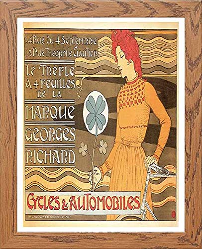 Vintage Poster Georges Richard Cycles Automobiles in Wood frame, premium wall art print
