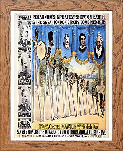 Vintage Poster P T Barnums Greatest Show On Earth in Wood frame, premium wall art print