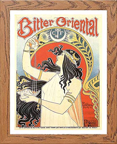 Vintage Poster Bitter Oriental in Wood frame, premium wall art print