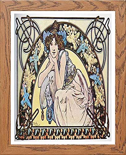 Vintage Poster Alphonse Mucha Fleur De Cerisiercherry Blossom 1898 in Wood frame, premium wall art print