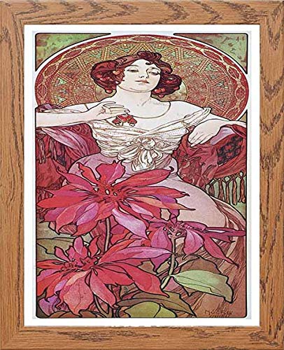 Vintage Poster Alphonse Mucha Le Rubisruby 1900 in Wood frame, premium wall art print