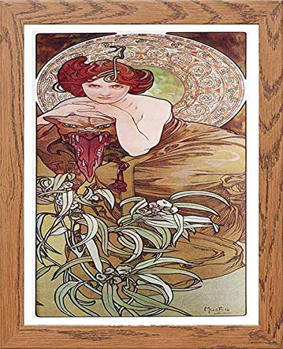 Vintage Poster Alphonse Mucha L Emeraudeemerald 1900 in Wood frame, premium wall art print