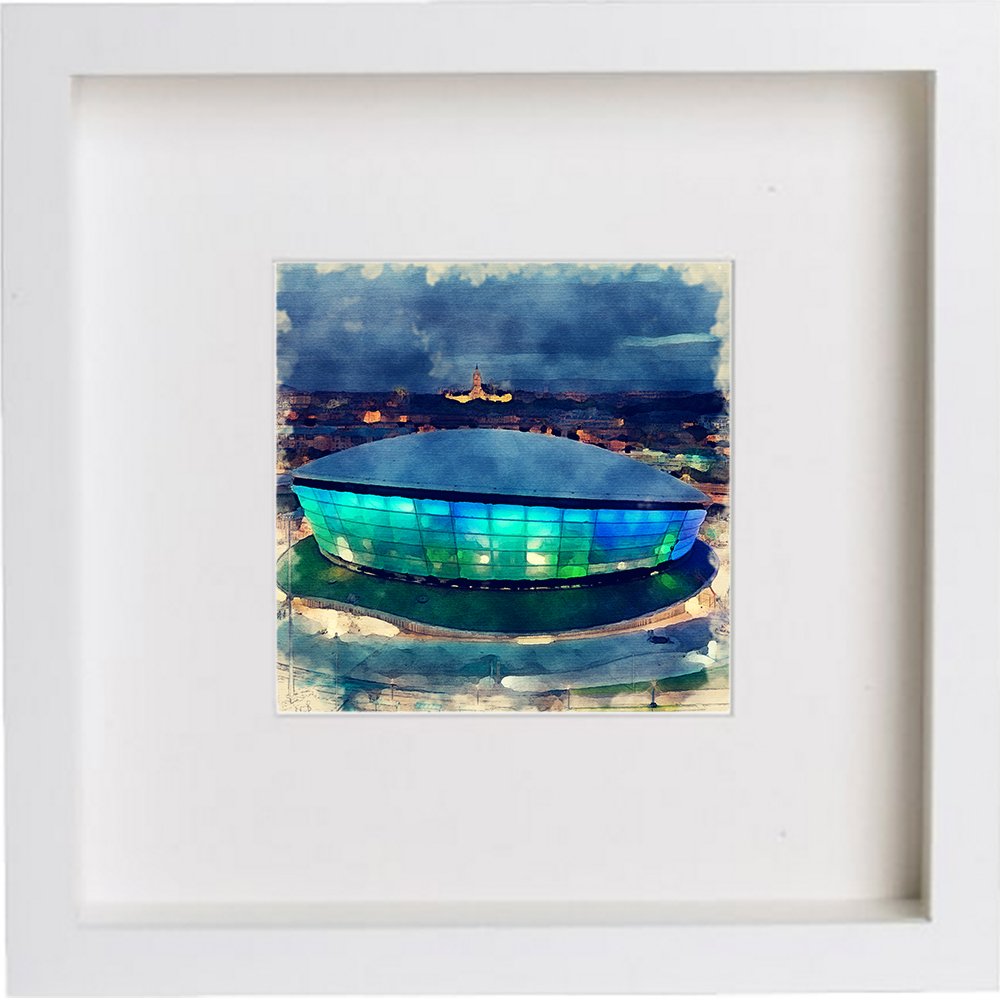The Sse Hydro, Glasgow 192 in White frame, premium wall art print
