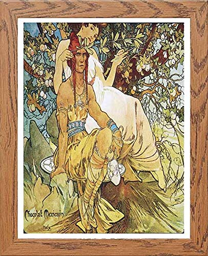 Vintage Poster Alphonse Mucha Chocolat Massonchocolat Mexicain Age Murmanhood 1897 in Wood frame, premium wall art print