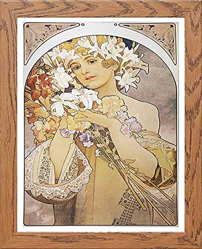 Vintage Poster Alphonse Mucha La Fleurflowers C1897 in Wood frame, premium wall art print