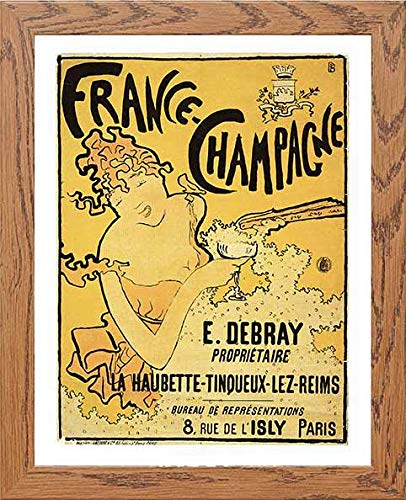 Vintage Poster France Champagne in Wood frame, premium wall art print