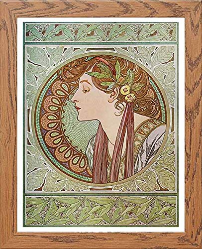 Vintage Poster Alphonse Mucha Le Laurierlaurel 1901 in Wood frame, premium wall art print