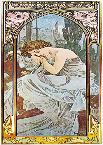 L Lumartos Vintage Poster Alphonse Mucha Repos De La Nuitnocturnal Slumber 1899