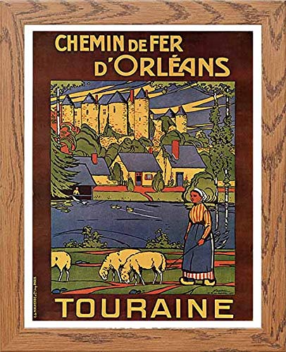 Vintage Poster Chemin De Fer Dorleans in Wood frame, premium wall art print