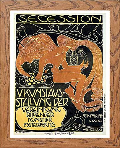 Vintage Poster Vienna Secession Fifth Exhibition in Wood frame, premium wall art print