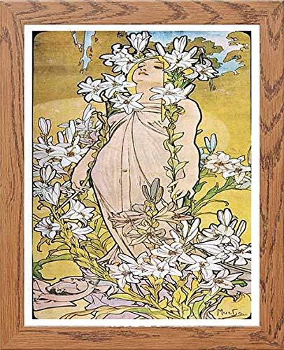 Vintage Poster Alphonse Mucha Le Lyslily 1897 in Wood frame, premium wall art print