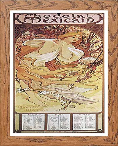 Vintage Poster Alphonse Mucha Chocolat Massonchocolat Mexicain Spring 1896 in Wood frame, premium wall art print