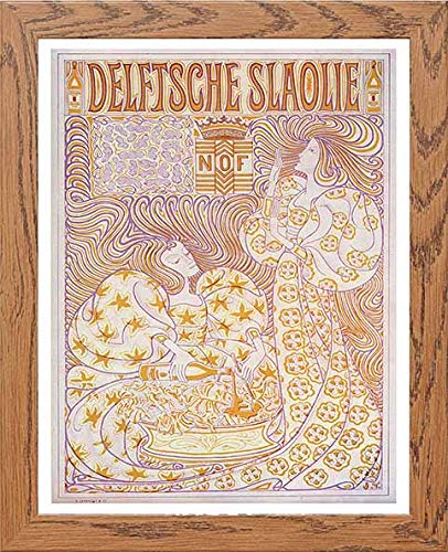 Vintage Poster Delft Salad Oilb in Wood frame, premium wall art print
