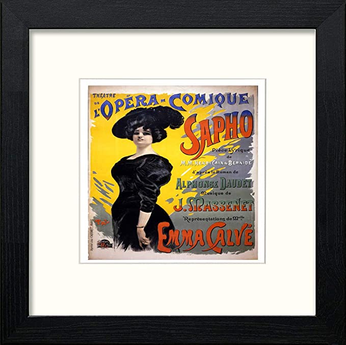 Vintage Poster L'opera Comique Sapho in Black Wood frame, premium wall art print