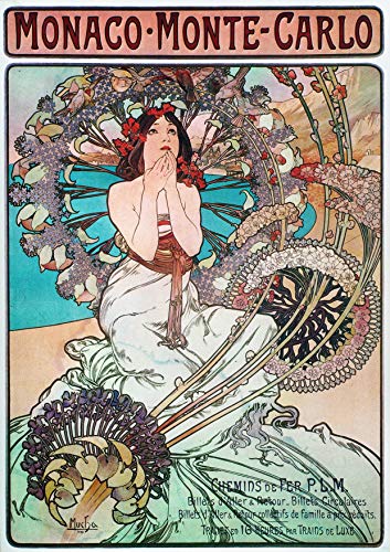 L Lumartos Vintage Poster Alphonse Mucha Manaco Monte Carlo 1897