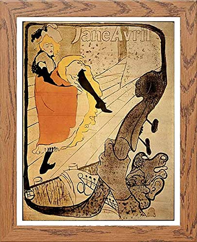 Vintage Poster Jane Avril in Wood frame, premium wall art print