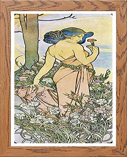 Vintage Poster Alphonse Mucha L Oeilletcarnation 1897 in Wood frame, premium wall art print