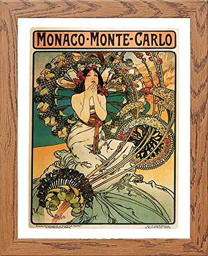 Vintage Poster Monaco Monte Carlo in Wood frame, premium wall art print