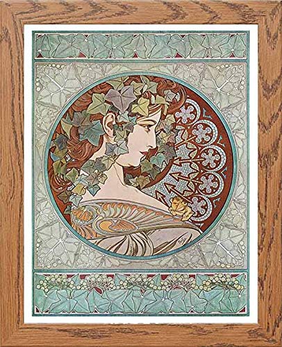 Vintage Poster Alphonse Mucha Le Lierreivy 1901 in Wood frame, premium wall art print