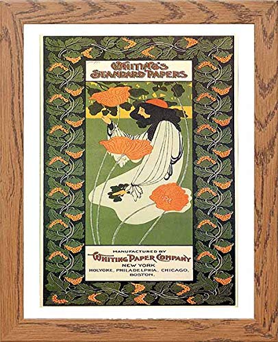 Vintage Poster Whitings Standard Papers in Wood frame, premium wall art print