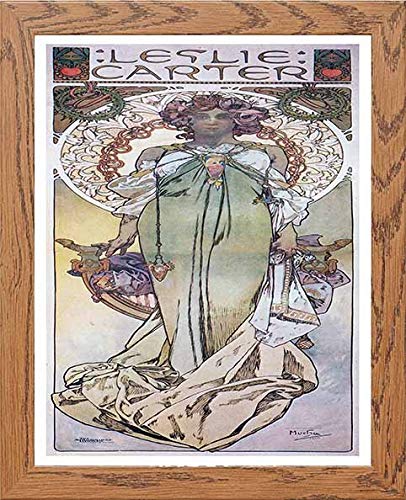 Vintage Poster Alphonse Mucha Leslie Carter 1908 in Wood frame, premium wall art print