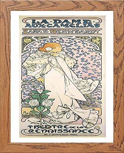 Vintage Poster La Dame Aux Camelias Sarah Bernhardt in Wood frame, premium wall art print