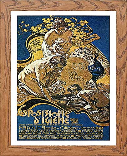 Vintage Poster Esposisione Digiene in Wood frame, premium wall art print