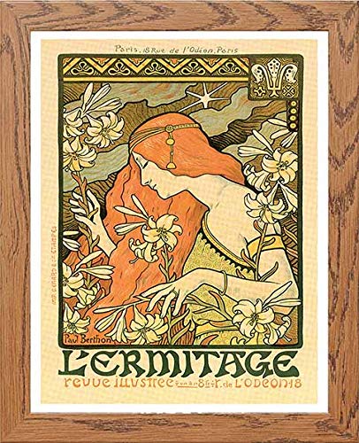 Vintage Poster Lermitage Revue Illustree in Wood frame, premium wall art print
