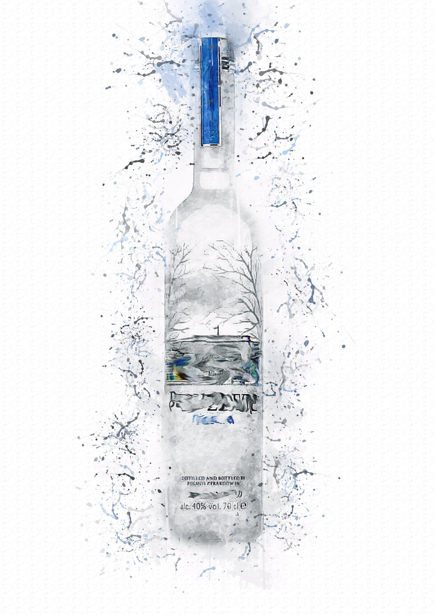 Belve Vodka Splash Print in A4 frame, premium wall art print